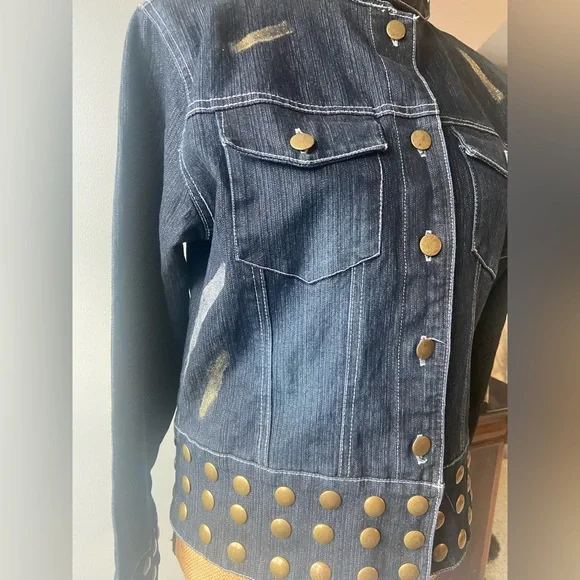 What’s Hot Stretch Studded Denim Sz XL Women’s  Jacket - Picture 3 of 10